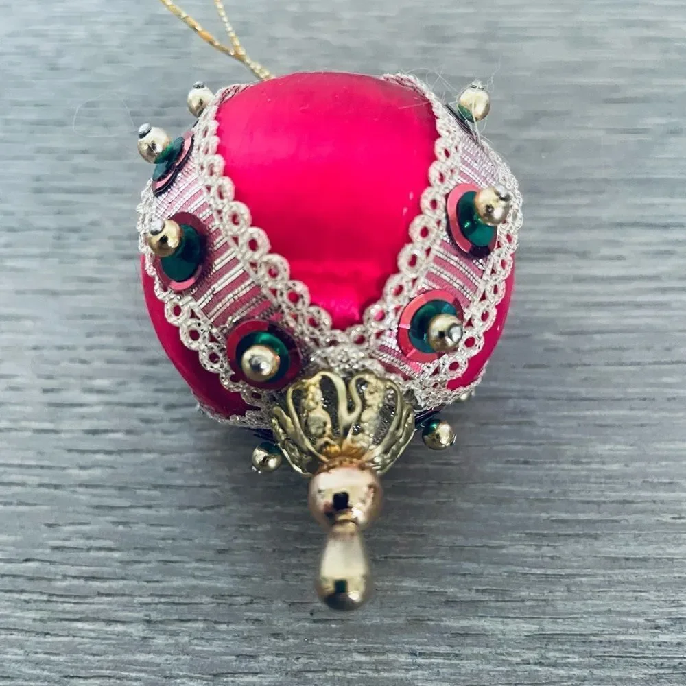 Vintage Christmas Sequin Satin Ball Ornament
